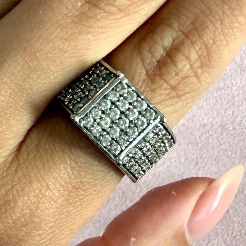 sterling silver vintage pave cz signet ring size 7.75